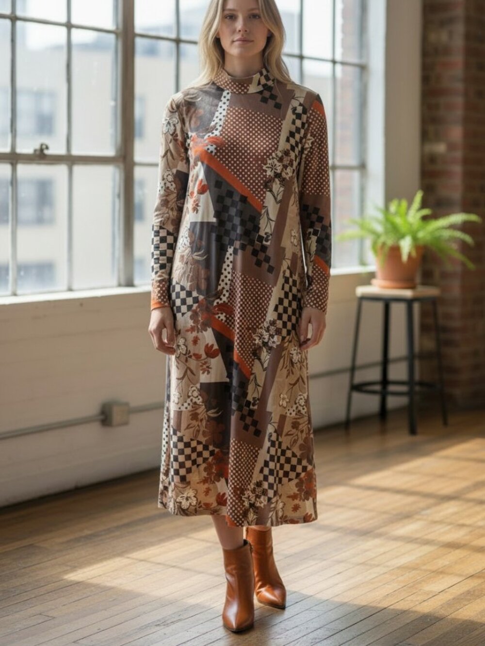 Luella Women's Size Small Long Sleeve Mocked Neck Dress Sample